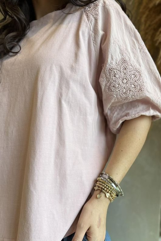 Atik Bubble Sleeve Top Rose /14=